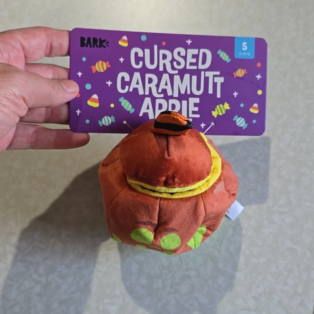 Bark Orange and Green Cursed‎ Caramel Mutt Dog Toy NWT Size Small 0-20 Pounds